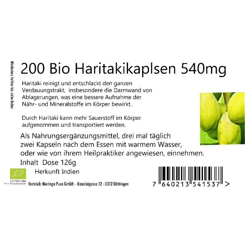 200 Bio Haritaki Kapseln à 540mg