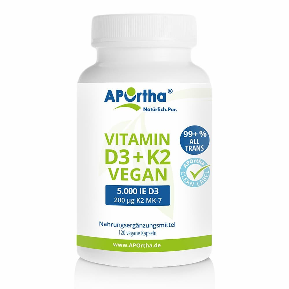 Veganes Vitamin D3  + Vitamin K2 MK-7  120 Kapseln | Familienpackung